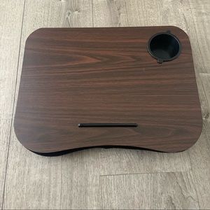 Brown & Black Lap DeskCup Holder, Cushion Below
